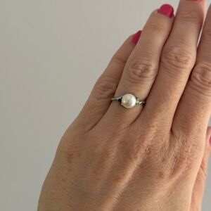 Vintage Pearl Ring with two stones (Sz 5.5)